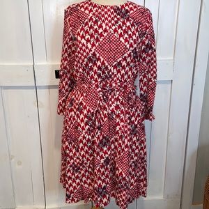 Brooks Brothers Red Refined Floral Long Sleeve Belted Dress